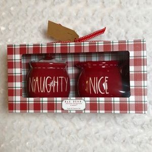 Rae Dunn Red Naughty & Nice Sugar and Creamer Set